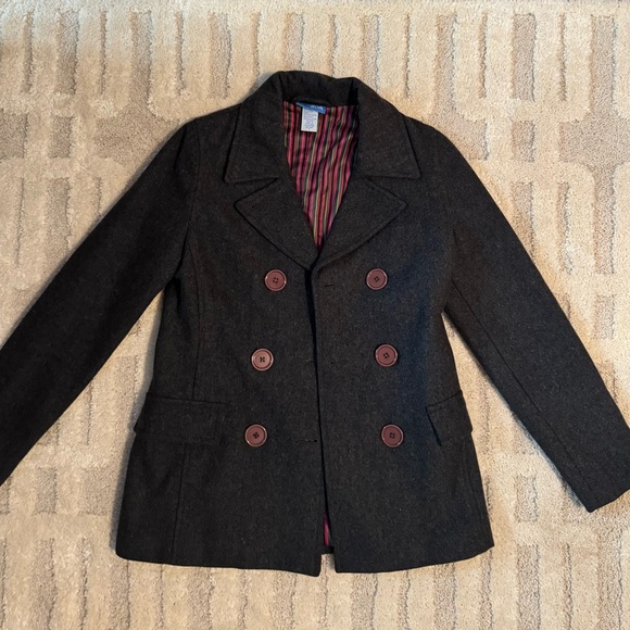 dELiA*s Jackets & Blazers - dELiA*s Charcoal Double-Breasted Pea Coat